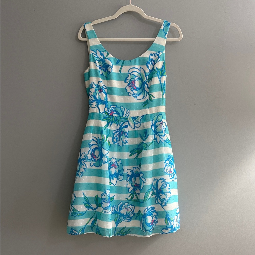 Lilly Pulitzer Blue and White Striped Mini Dress